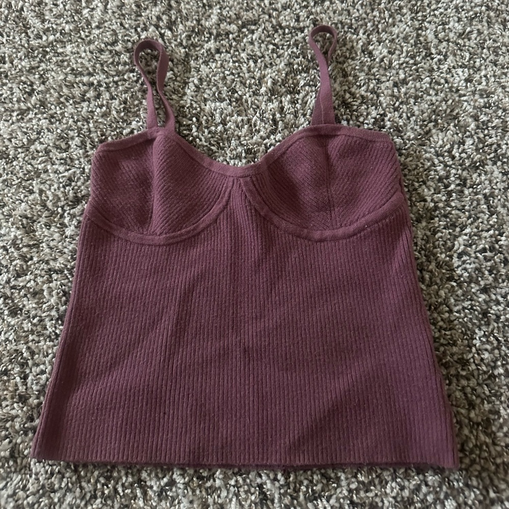 Madewell Plum Ribbed Bustier Top